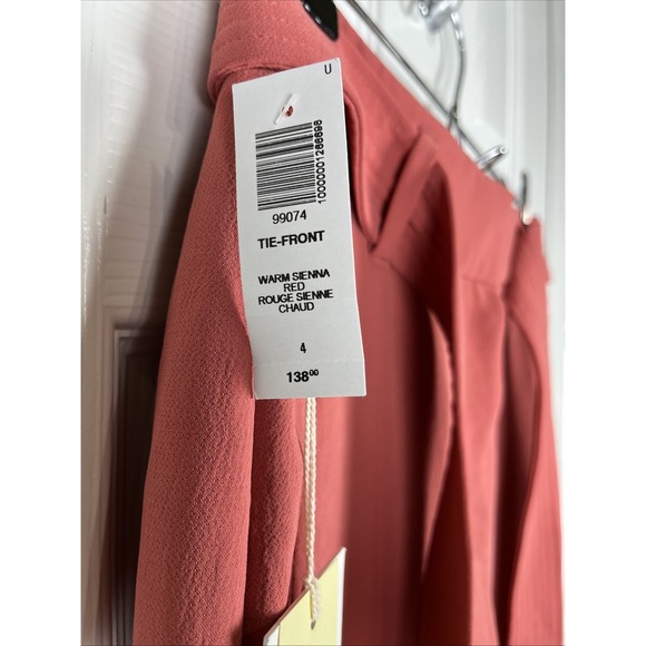 Aritzia Wilfred NWT Tie Front Pants Warm Sienna Red Rouge Sienna Chaud Women's 4 - Picture 7 of 11